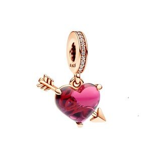 Rose Gold Heart and Arrow Dangle Charm